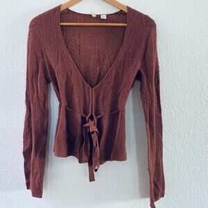 Moth knit sweater cardigan size large tan